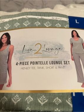 Live 2 Lounge 4-Piece Pointelle Lounge Set - Sage Green